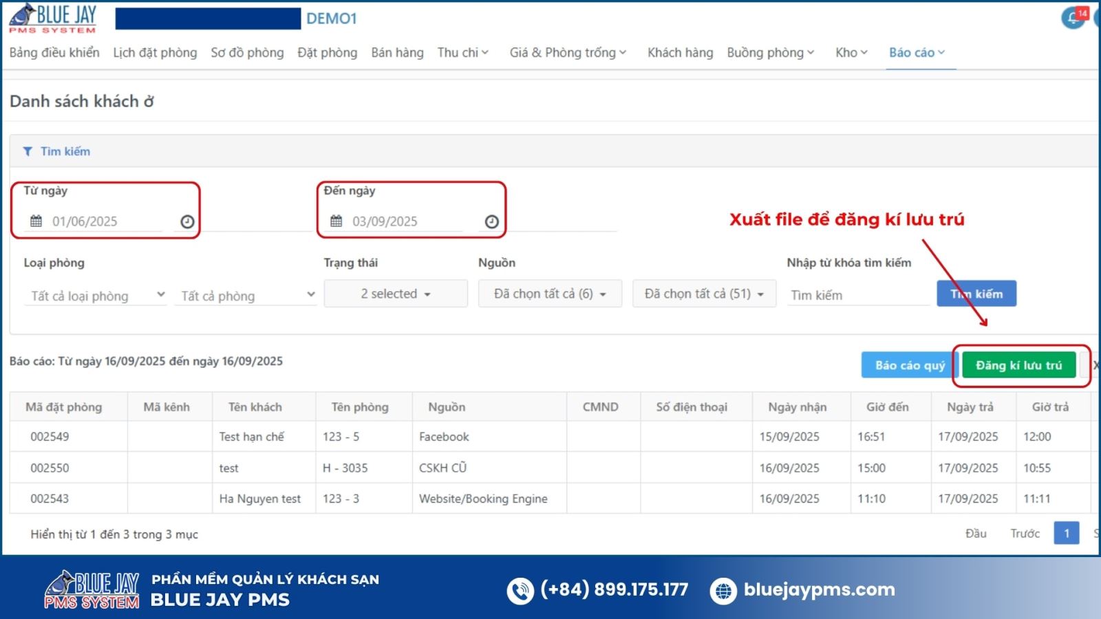  quản lý và khai báo khách lưu trú